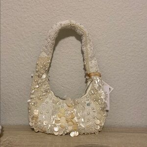 Elegant Cream Beaded Women's Bag